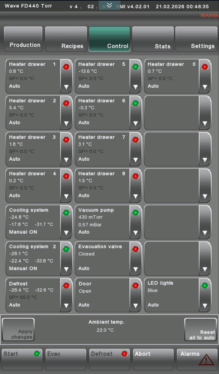 FD260 menu - control