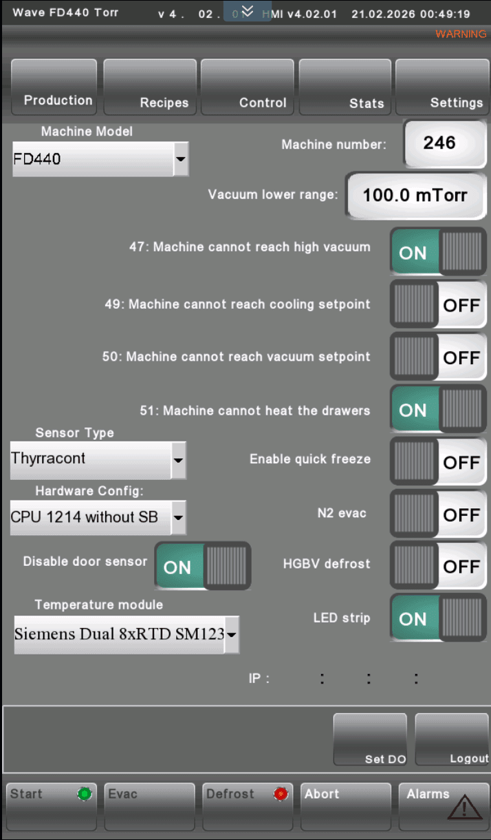 FD260 menu - events